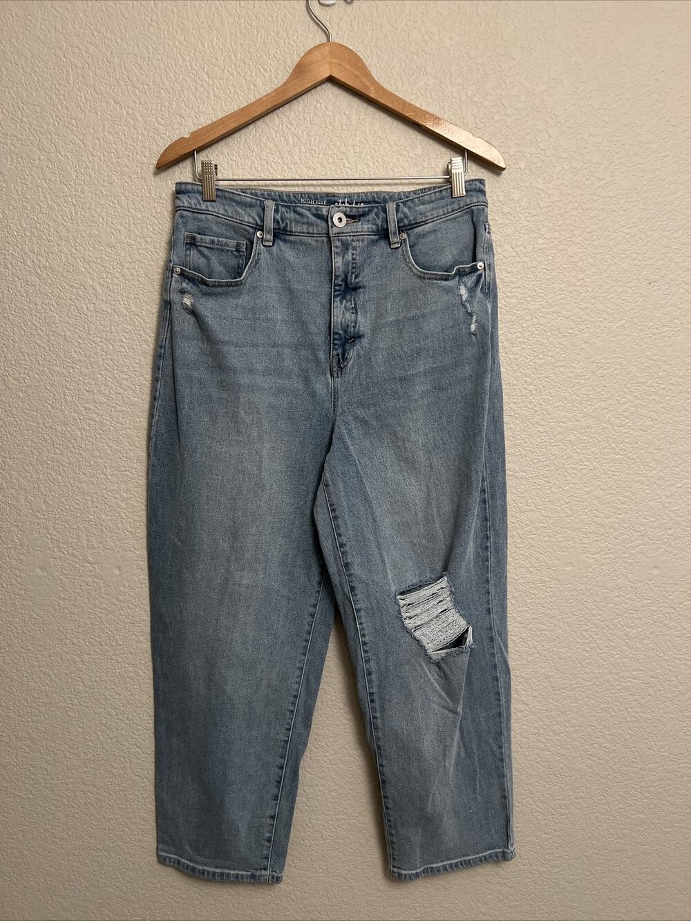 NEW Style & Co High Rise Distressed Mom Jean Straight Boho Cottagecore Fairy 90s